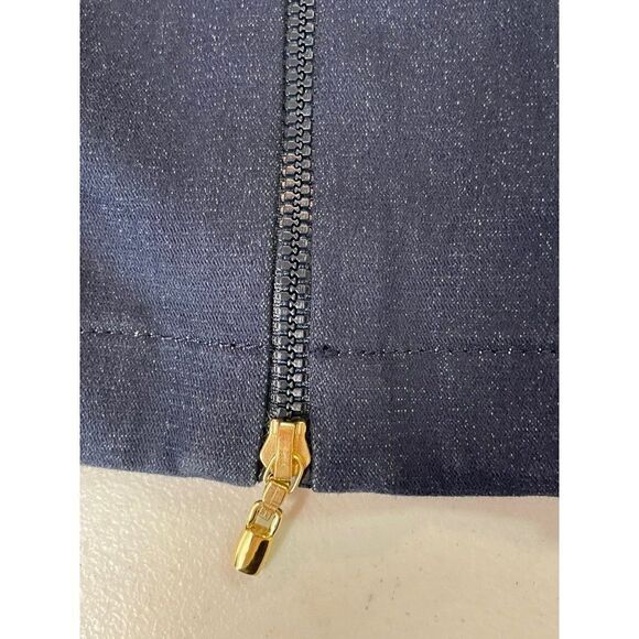 St John Sport Marie Gray Double Front Zip Navy Sheath Skirt 4 - Picture 5 of 6